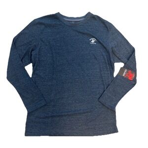 Beverly Hills Polo Club Mens Long Sleeve T-Shirt Size M Blue Logo Crew Neck Navy